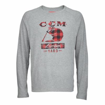 CCM H21 Mascott Lumber LS Tee, S, grey