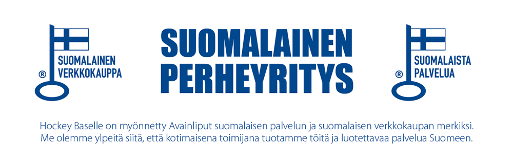 Hockey Baselle on myönnetty Avainliput suomalaisen palvelun ja suomalaisen verkkokaupan merkiksi. Me olemme ylpeitä siitä, että kotimaisena toimijana tuotamme töitä ja luotettavaa palvelua Suomeen.